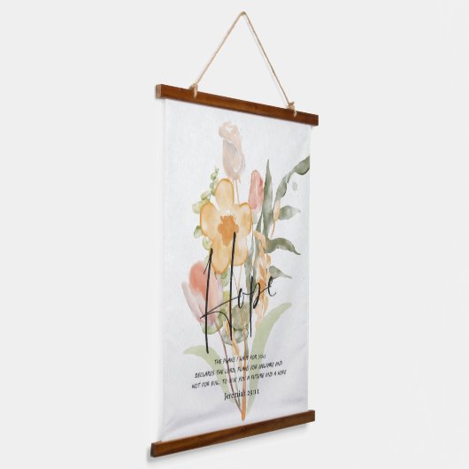 Hope-Jeremiah 29:11 oranje floral Hangend Wandkleed (Gebogen)