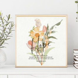 Hope-Jeremiah 29:11 oranje floral Poster
