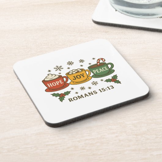 Hope joy Peace and Cocoa Bier Onderzetter (Linkerzijde)
