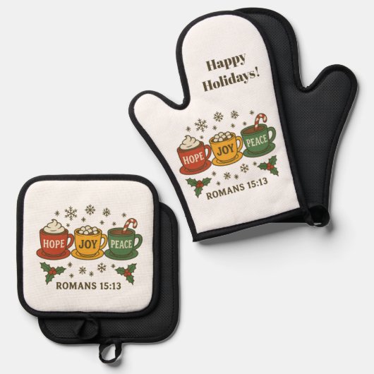 Hope joy Peace and Cocoa Ovenwant & Pannenlap Set (Voorkant / Achterkant)