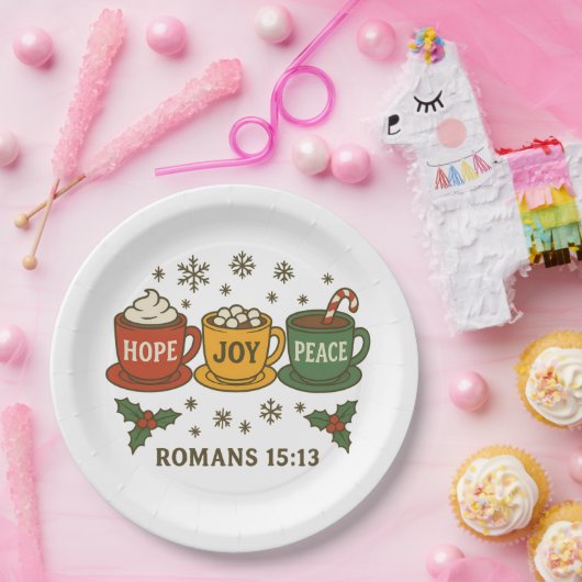 Hope joy Peace and Cocoa Papieren Bordje (Feest)