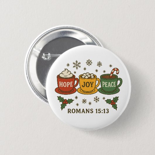 Hope joy Peace and Cocoa Ronde Button 5,7 Cm (Voorkant /achterkant)