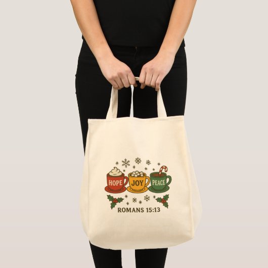 Hope joy Peace and Cocoa Tote Bag (Voorkant (product))