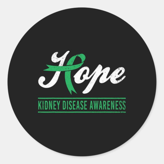Hope Kidney Disease Awareness Month Green Ribbon S Ronde Sticker (Voorkant)