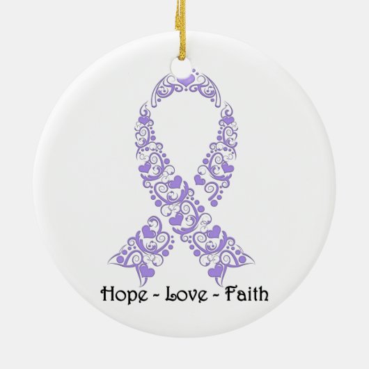 Hope Lavender Awareness Ribbon Keramisch Ornament (Achterkant)