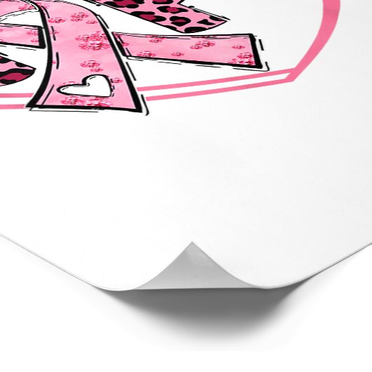 Hope Leopard Borstkanker Bewustzijn Hart Roze Ri Poster (Hoek)