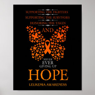 Hope Leukemia Awareness Oranje Ribbon Poster