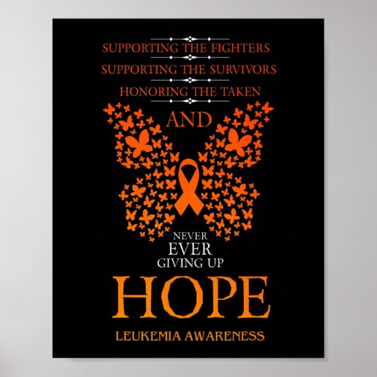 Hope Leukemia Awareness Oranje Ribbon Poster (Voorkant)