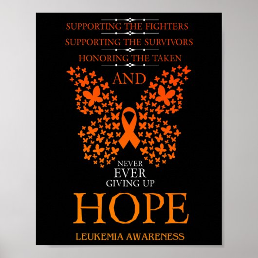 Hope Leukemia Awareness Oranje Ribbon Poster (Voorkant)