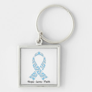 Hope Light Blue Awareness Ribbon Sleutelhanger