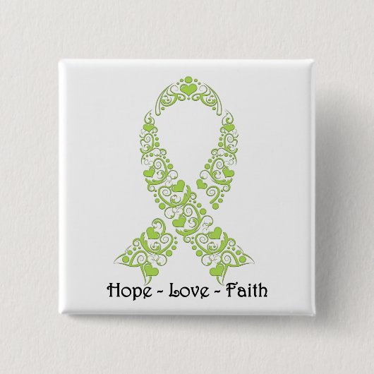Hope Lime Green Awareness Ribbon Vierkante Button 5,1 Cm (Voorkant)