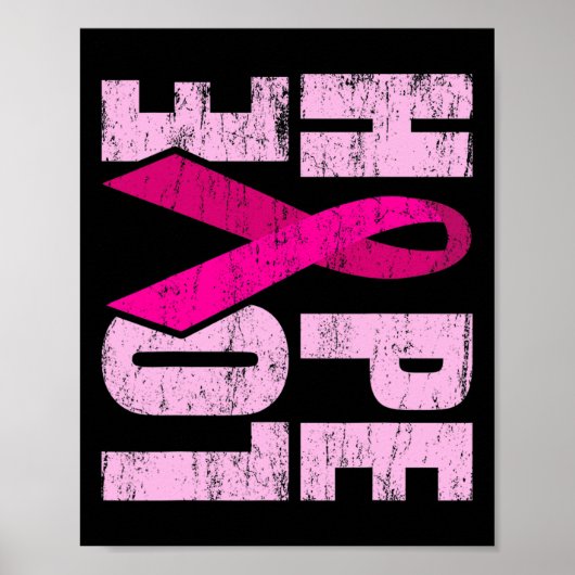 HOPE LOVE Bewustzijn over borstkanker Wereldkanker Poster (Voorkant)