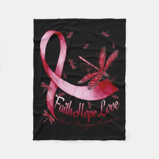 Hope Love Brain Aneurysma Awareness Dragonfly Fleece Deken (Voorkant)