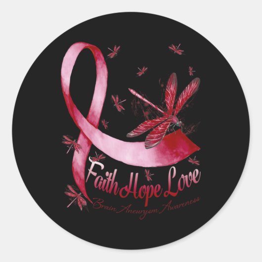 Hope Love Brain Aneurysma Awareness Dragonfly Ronde Sticker (Voorkant)