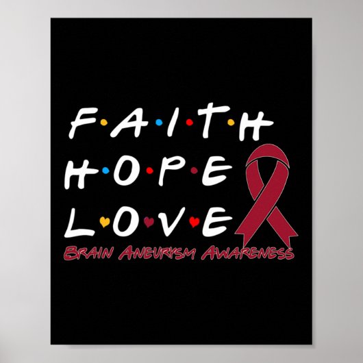 Hope Love Brain Aneurysma Awareness Poster (Voorkant)