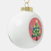 Hope & Love Caption Karton kerstboom Roze Keramische Bal Ornament (Links)