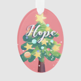 Hope & Love Carton kerstboom roze Ornament