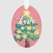 Hope & Love Carton kerstboom roze Ornament (achterkant)