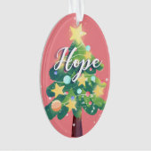 Hope & Love Carton kerstboom roze Ornament (voorkant)