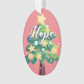 Hope & Love Carton kerstboom roze Ornament (voorkant)