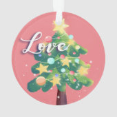 Hope & Love Carton kerstboom Roze Ornament (achterkant)