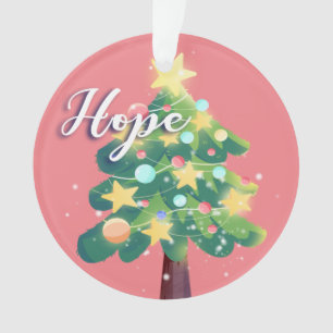 Hope & Love Carton kerstboom Roze Ornament