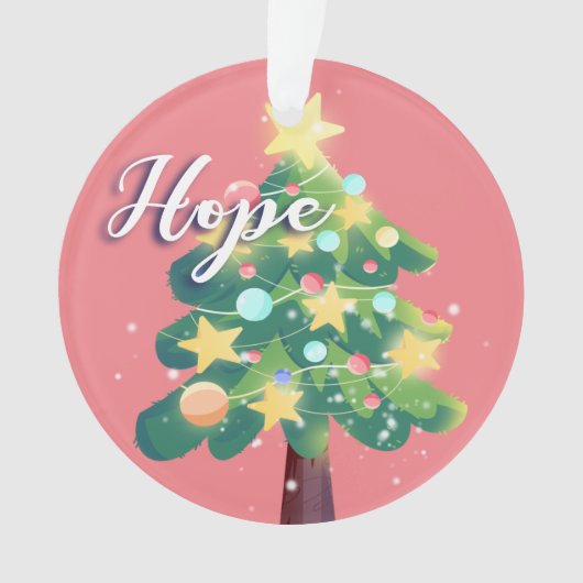 Hope & Love Carton kerstboom Roze Ornament (voorkant)