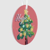 Hope & Love Carton kerstboom roze Ornament (voorkant)
