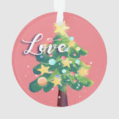 Hope & Love Carton kerstboom roze Ornament (achterkant)
