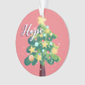 Hope & Love Carton kerstboom roze Ornament (voorkant)