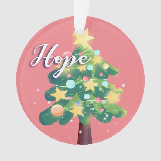 Hope & Love Carton kerstboom roze Ornament (voorkant)