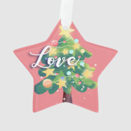 Hope & Love Carton kerstboom Roze Ornament