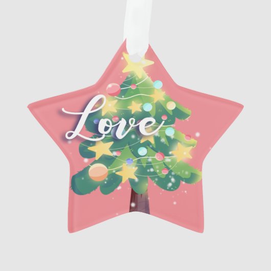 Hope & Love Carton kerstboom Roze Ornament (achterkant)