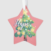 Hope & Love Carton kerstboom Roze Ornament (voorkant)