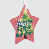 Hope & Love Carton kerstboom Roze Ornament (voorkant)