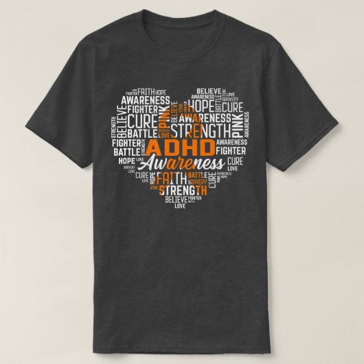 Hope Love Cure ADHD Awareness Warrior Orange Ribbo T-shirt (Design voorkant)
