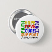 Hope Love Cure Autisme Awareness Ronde Button 5,7 Cm (Voorkant /achterkant)