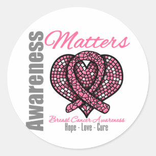 Hope Love Cure - Breast Cancer Awareness Matets Ronde Sticker