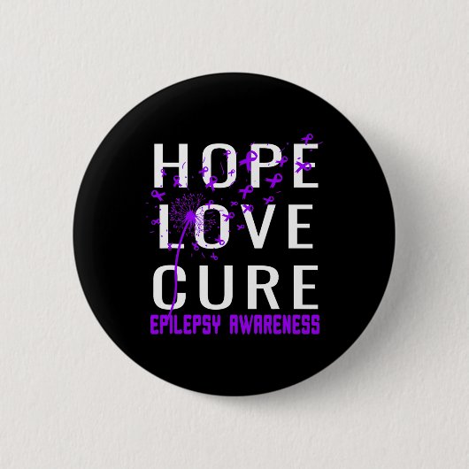 Hope Love Cure Epilepsy Awareness Ronde Button 5,7 Cm (Voorkant)