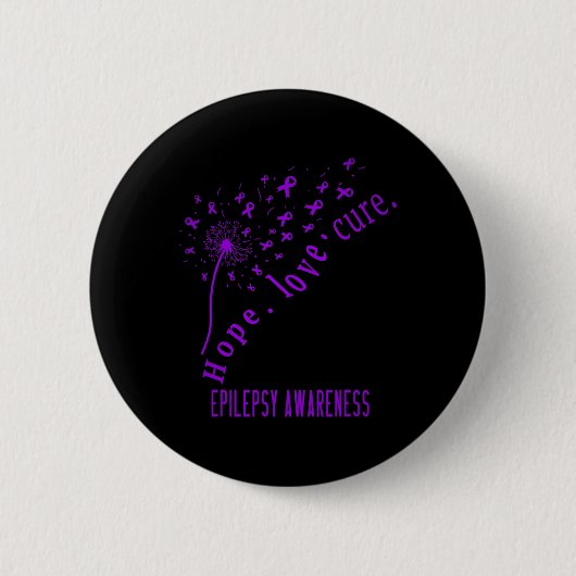Hope Love Cure Epilepsy Awareness T Ronde Button 5,7 Cm (Voorkant)