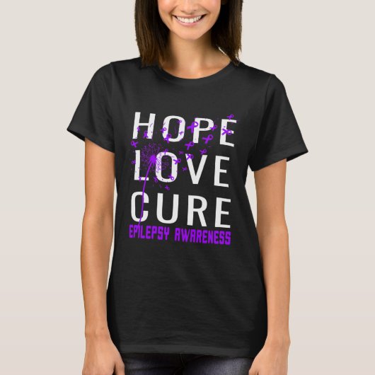Hope Love Cure Epilepsy Awareness T-shirt (Voorkant)