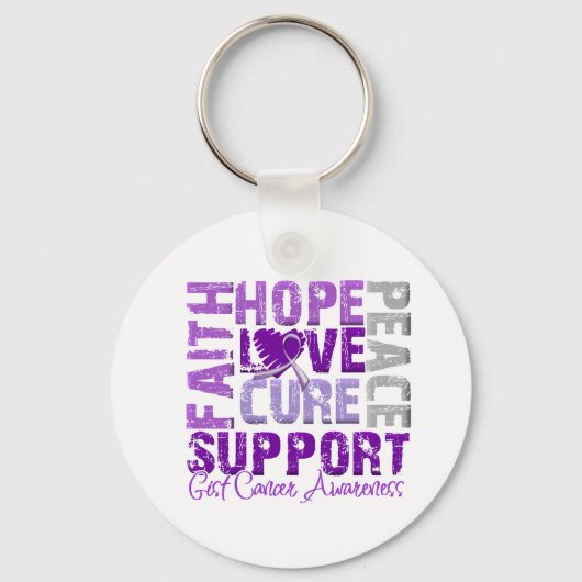 Hope Love Cure GIST Cancer Awareness Sleutelhanger (Voorkant)