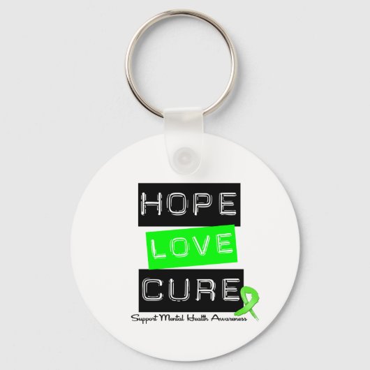Hope Love Cure - Mental Health Awareness Sleutelhanger (Voorkant)