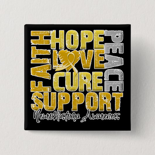 Hope Love Cure Neuroblastoma Awareness Vierkante Button 5,1 Cm (Voorkant)