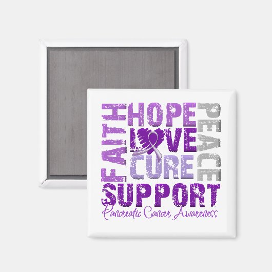 Hope Love Cure Pancreatic Cancer Awareness Magneet (Voorkant / Achterkant)