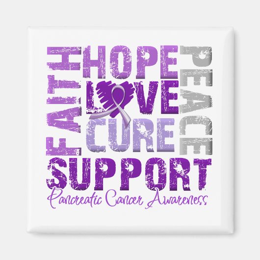 Hope Love Cure Pancreatic Cancer Awareness Magneet (Voorkant)