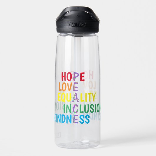 Hope, Love, Equality, Inclusion, Kindness, Peace Waterfles (Achterkant)