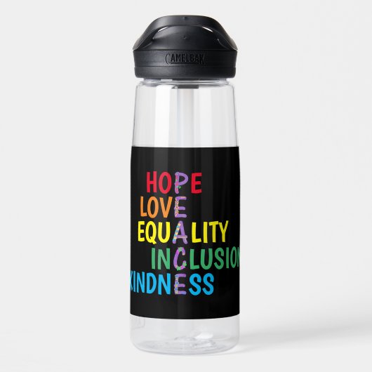 Hope, Love, Equality, Inclusion, Kindness, Peace Waterfles (Achterkant)