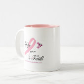 Hope Love & Faith Breast Cancer Coffee Mok (Voorkant links)