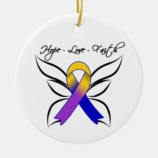 Hope Love Faith Butterfly - Blader Cancer Keramisch Ornament (Voorkant)